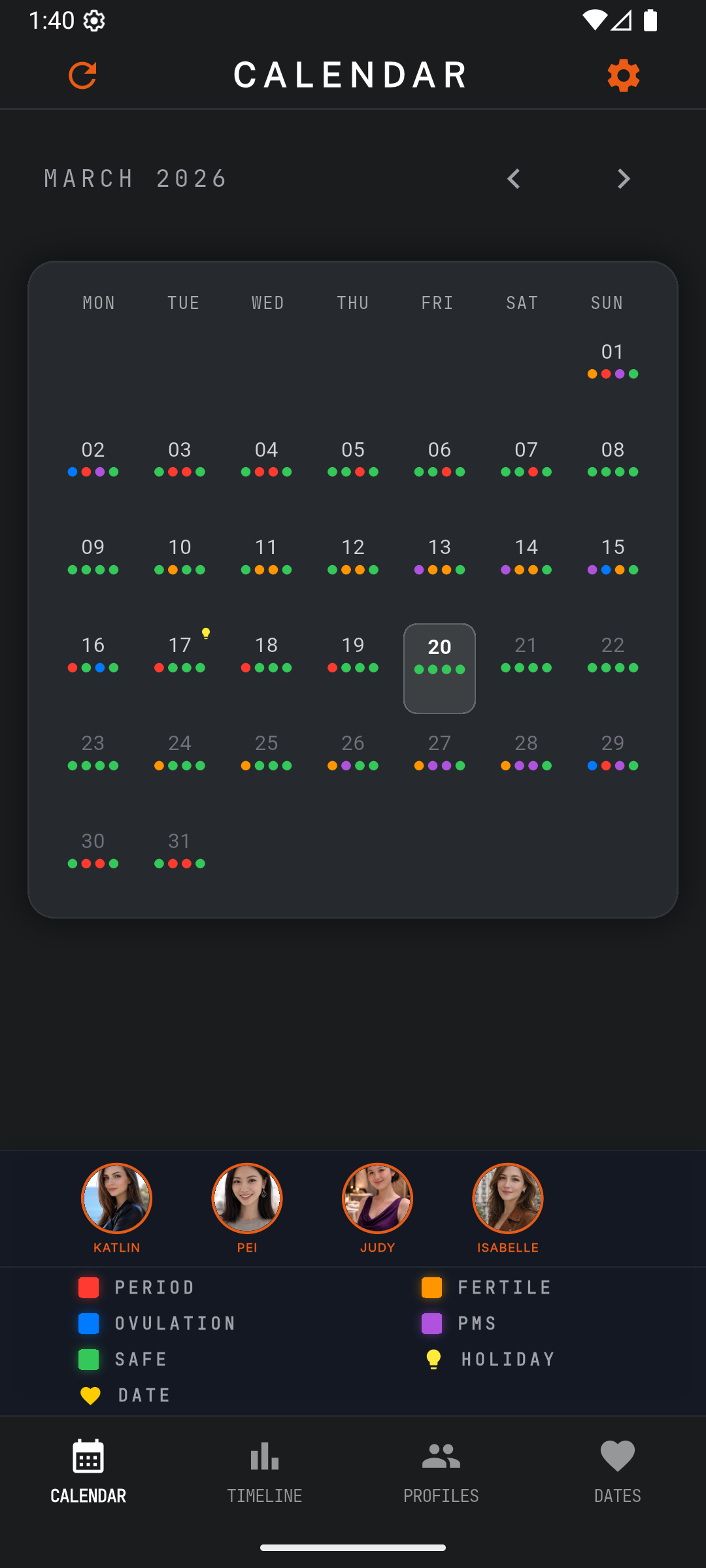 BondTime App Calendar